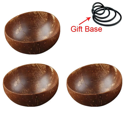 Creative Natural Coconut Bowl,Smoothie Bowl Wood Set,Eco Friendly,Fruit Salad Noodles Rice Ice Cream Tableware,Decoration Bowl