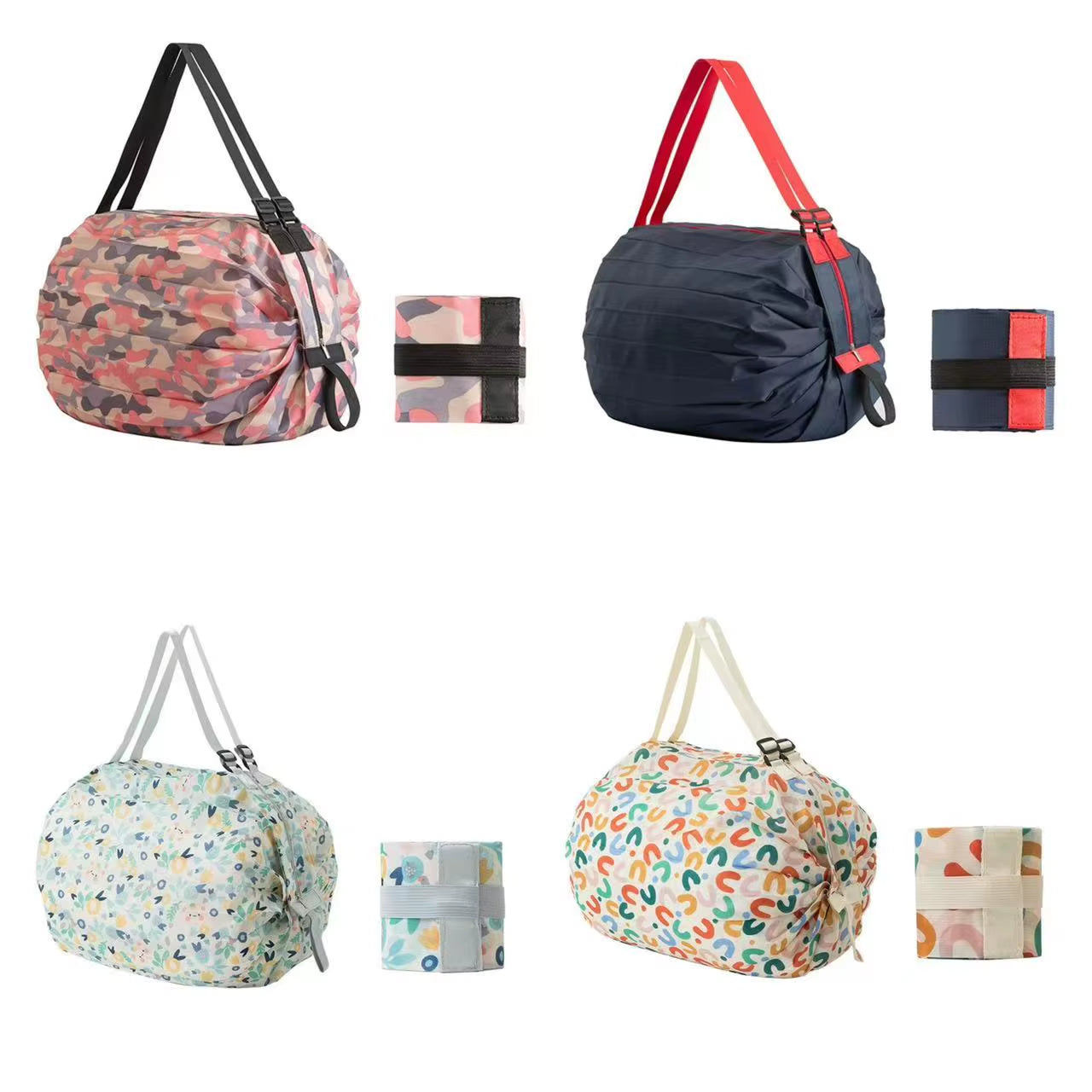 Large Capacity Folding Shopping Bag Eco-Friendly Reusable Portable One Shoulder Handbag for Travel Multipurpose Storage Bag