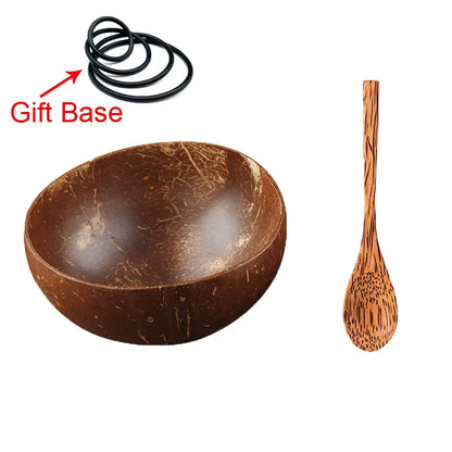 Creative Natural Coconut Bowl,Smoothie Bowl Wood Set,Eco Friendly,Fruit Salad Noodles Rice Ice Cream Tableware,Decoration Bowl