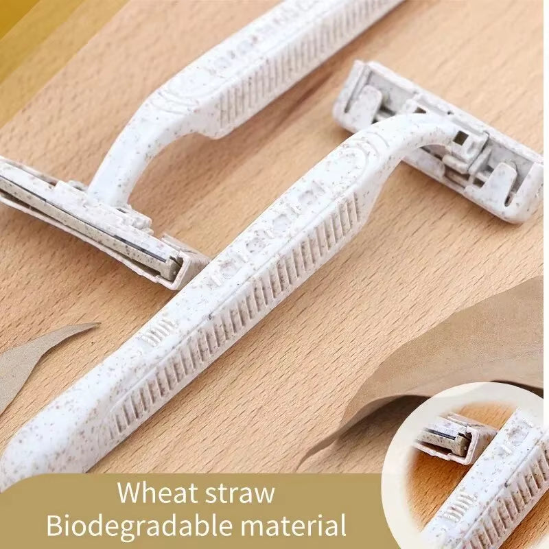 8Pcs Manual Shaving Razor Eco-Friendly Biodegradable Shaving Tool Triple Blade Disposable Shaving Razor Portable Travel