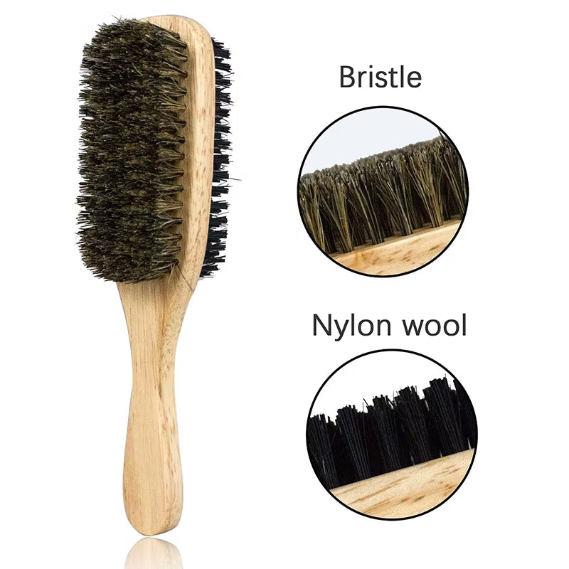 1PC Eco Friendly Boar Bristle Men'S Shaving Brush Portable Barber Natural Beard Brush for Facial Cleaning Mustache Tools