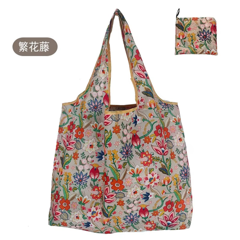 Reusable Shopping Bags Foldable Large Size Women Shopping Bags Totes Heavy Duty Washable Cloth Grocery Bags Eco-Friendly Bags