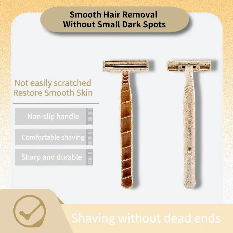 8Pcs Manual Shaving Razor Eco-Friendly Biodegradable Shaving Tool Triple Blade Disposable Shaving Razor Portable Travel
