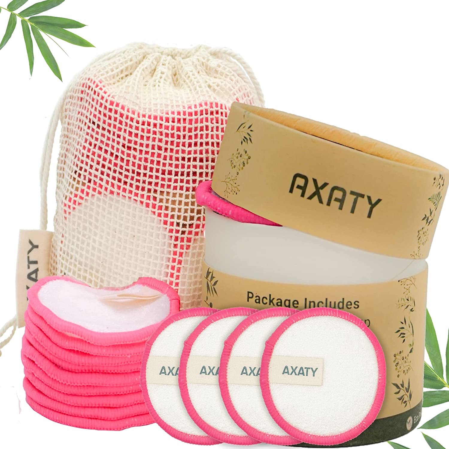 3-Layers 20 Reusable Makeup Remover Pads - Organic Bamboo Cotton Pads with Drawstring Bag, Eco-Friendly Cleansing Face Pads - Makeup Remover for All Skin Types (Brown, 20 Pads Set)