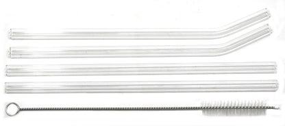 8 X Glass Drinking Straws Eco Friendly Reusable Party | 2 X Cleaning Brush