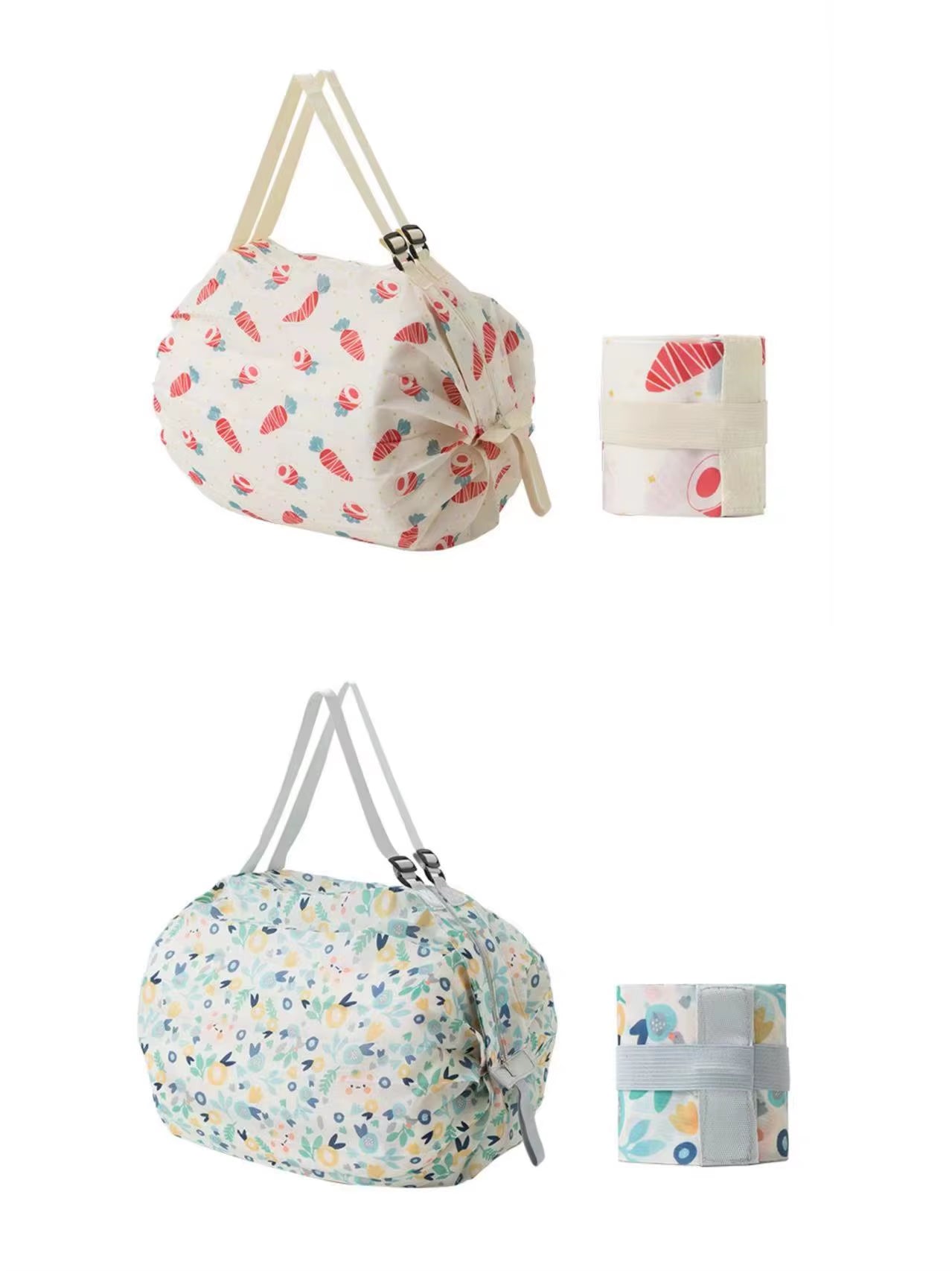 Large Capacity Folding Shopping Bag Eco-Friendly Reusable Portable One Shoulder Handbag for Travel Multipurpose Storage Bag