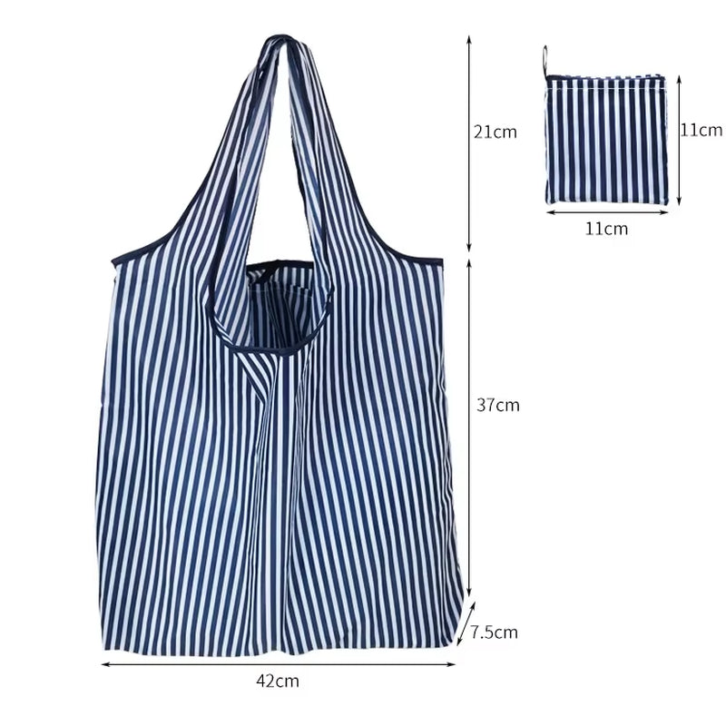 Fashion Printing Foldable Eco-Friendly Shopping Bag Tote Folding Pouch Handbags Convenient Large-Capacity for Travel Grocery Bag