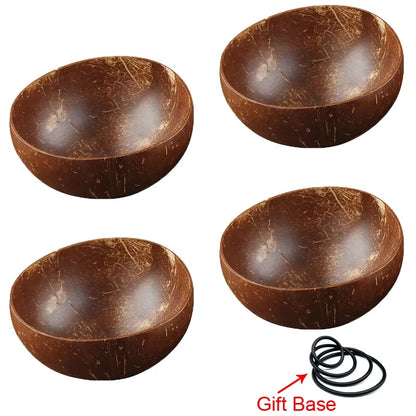 Creative Natural Coconut Bowl,Smoothie Bowl Wood Set,Eco Friendly,Fruit Salad Noodles Rice Ice Cream Tableware,Decoration Bowl