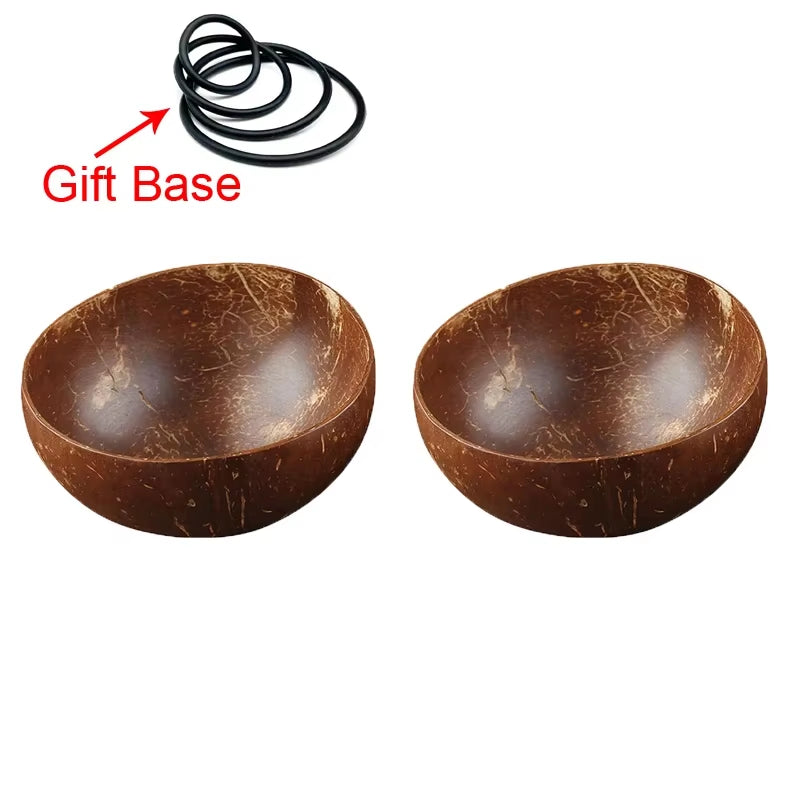 Creative Natural Coconut Bowl,Smoothie Bowl Wood Set,Eco Friendly,Fruit Salad Noodles Rice Ice Cream Tableware,Decoration Bowl