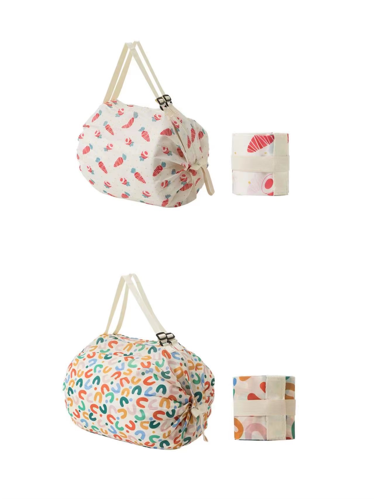 Large Capacity Folding Shopping Bag Eco-Friendly Reusable Portable One Shoulder Handbag for Travel Multipurpose Storage Bag