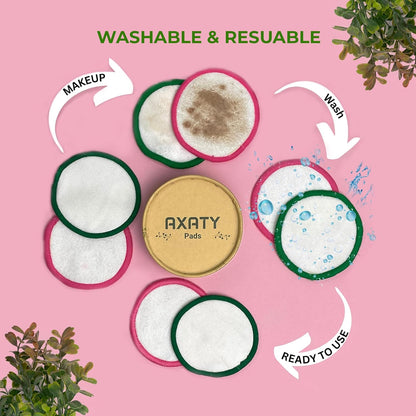 3-Layers 20 Reusable Makeup Remover Pads - Organic Bamboo Cotton Pads with Drawstring Bag, Eco-Friendly Cleansing Face Pads - Makeup Remover for All Skin Types (Brown, 20 Pads Set)