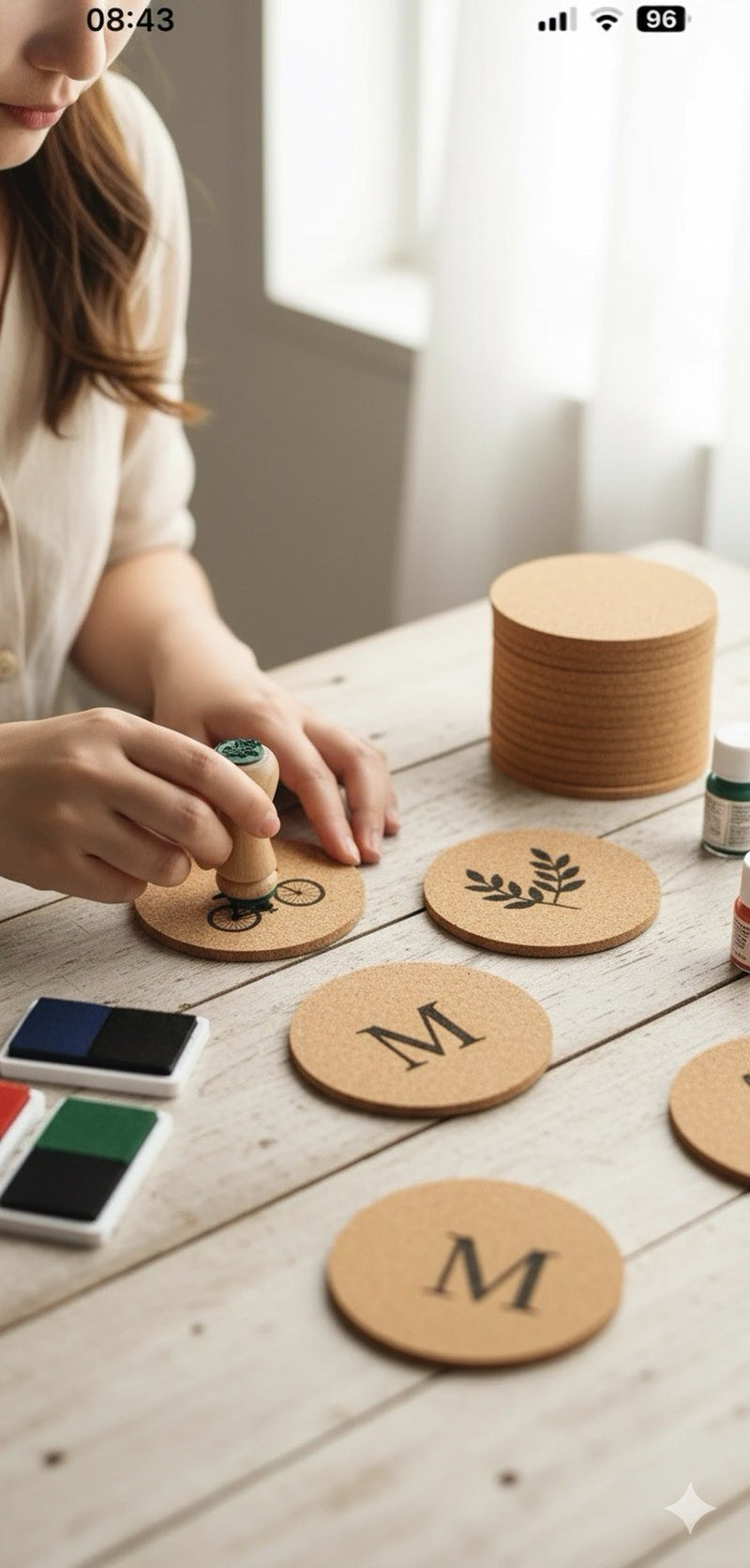 Cork Coasters round - Absorbent Drink Mat Mug Pad - Eco Friendly Home Decor