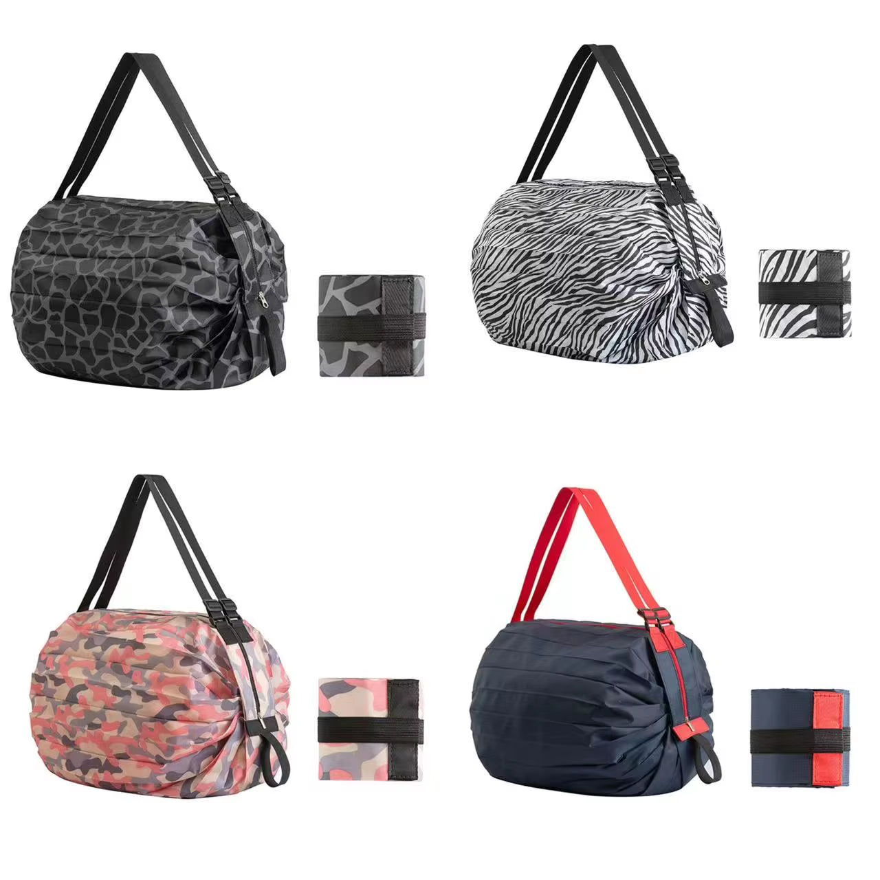 Large Capacity Folding Shopping Bag Eco-Friendly Reusable Portable One Shoulder Handbag for Travel Multipurpose Storage Bag