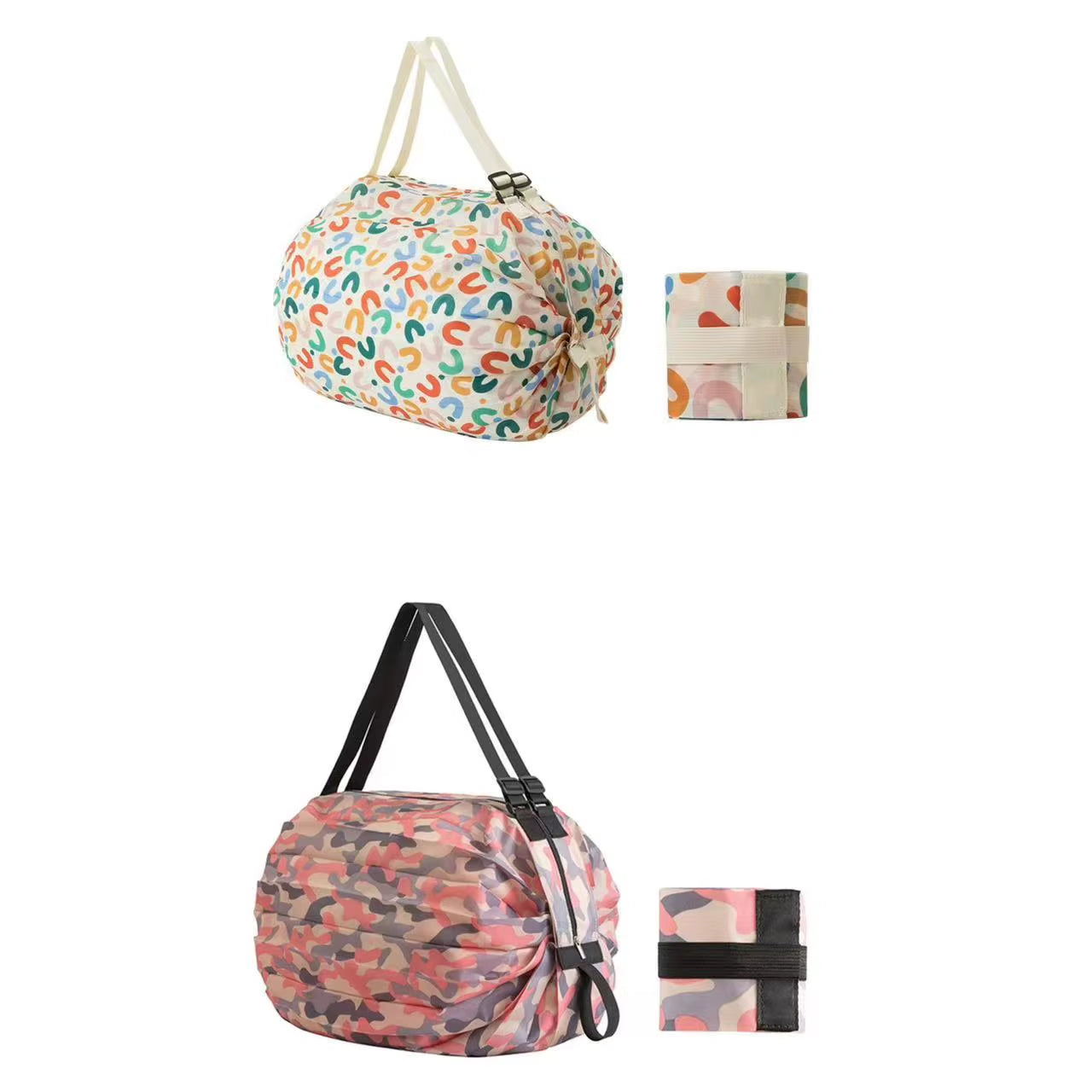 Large Capacity Folding Shopping Bag Eco-Friendly Reusable Portable One Shoulder Handbag for Travel Multipurpose Storage Bag