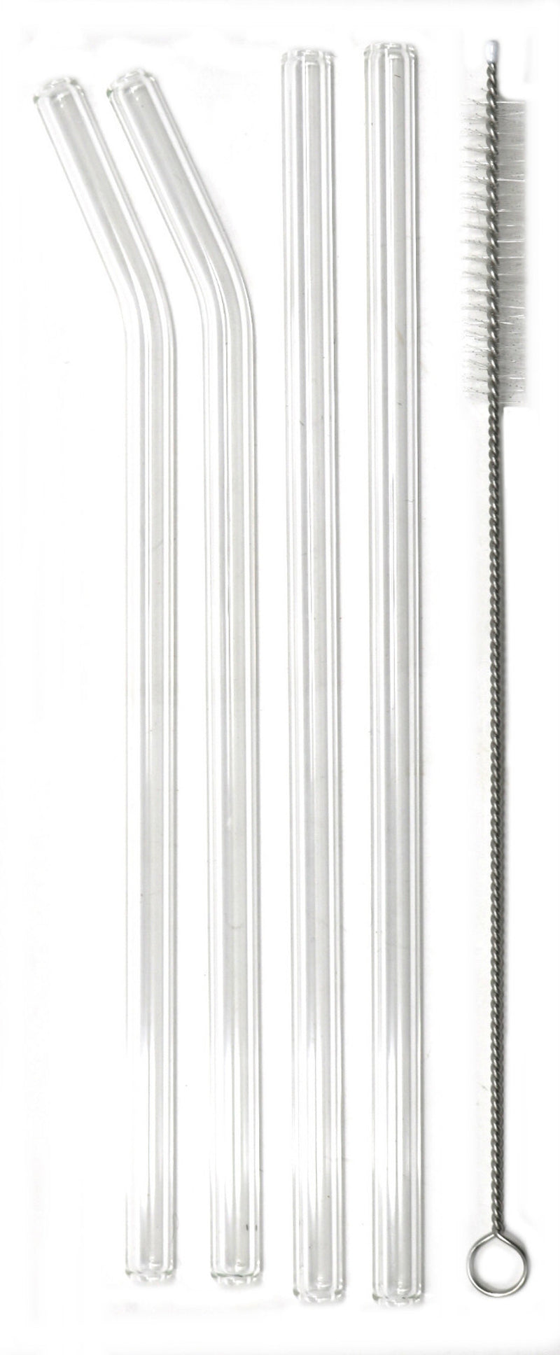 8 X Glass Drinking Straws Eco Friendly Reusable Party | 2 X Cleaning Brush