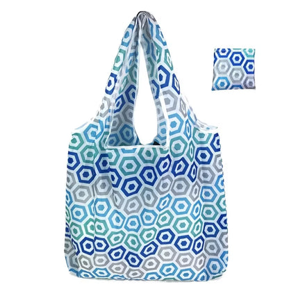 Fashion Printing Foldable Eco-Friendly Shopping Bag Tote Folding Pouch Handbags Convenient Large-Capacity for Travel Grocery Bag
