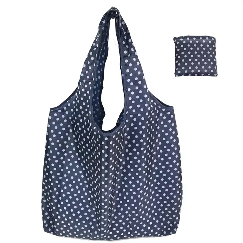 Fashion Printing Foldable Eco-Friendly Shopping Bag Tote Folding Pouch Handbags Convenient Large-Capacity for Travel Grocery Bag
