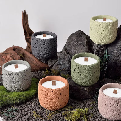 Eco-Friendly Candle Holder，Green Home Decor，Eco-Materials，Gift Item，Volcanic Rock-Inspired Design,Magnesium Clay,1Pc, Tealight