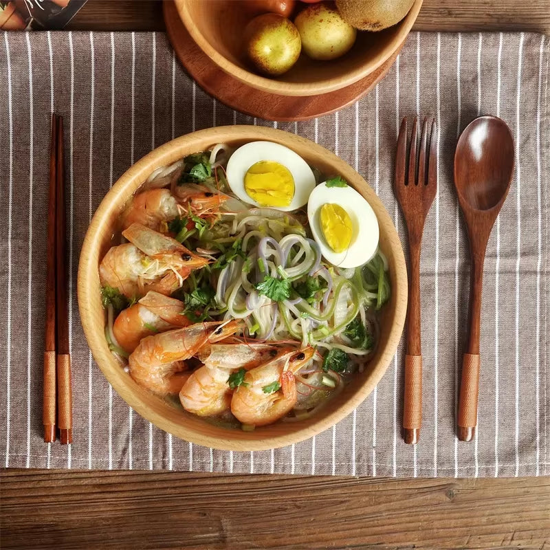 Japanese Wooden Spoon Fork Chopsticks Set Sushi Cutlery High Quality Eco-Friendly Portable Tableware Set Kitchen Utensils Gifts