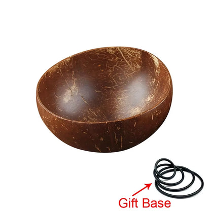 Creative Natural Coconut Bowl,Smoothie Bowl Wood Set,Eco Friendly,Fruit Salad Noodles Rice Ice Cream Tableware,Decoration Bowl