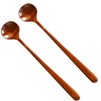 1/2Pcs Wooden Spoon Soup Spoon and Fork Eco Friendly Products Tableware Natural Ellipse Ladle Spoon Set Spoons for Cooking