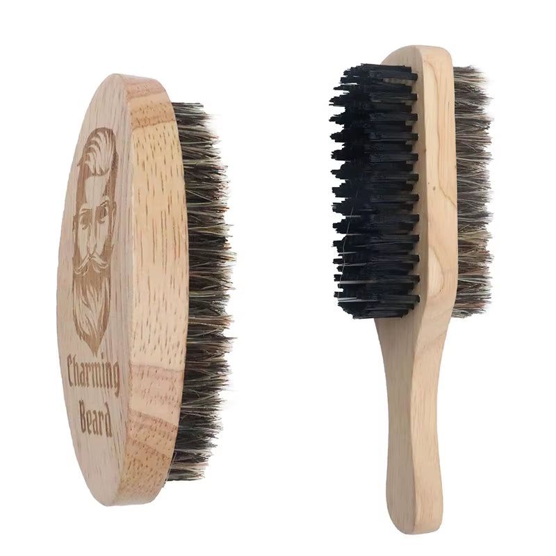 1PC Eco Friendly Boar Bristle Men'S Shaving Brush Portable Barber Natural Beard Brush for Facial Cleaning Mustache Tools