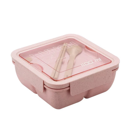 Microwave Lunch Box Eco-Friendly BPA Free Wheat Straw Bento Box with Chopsticks Kitchen Food Container Soup Can with Spoon