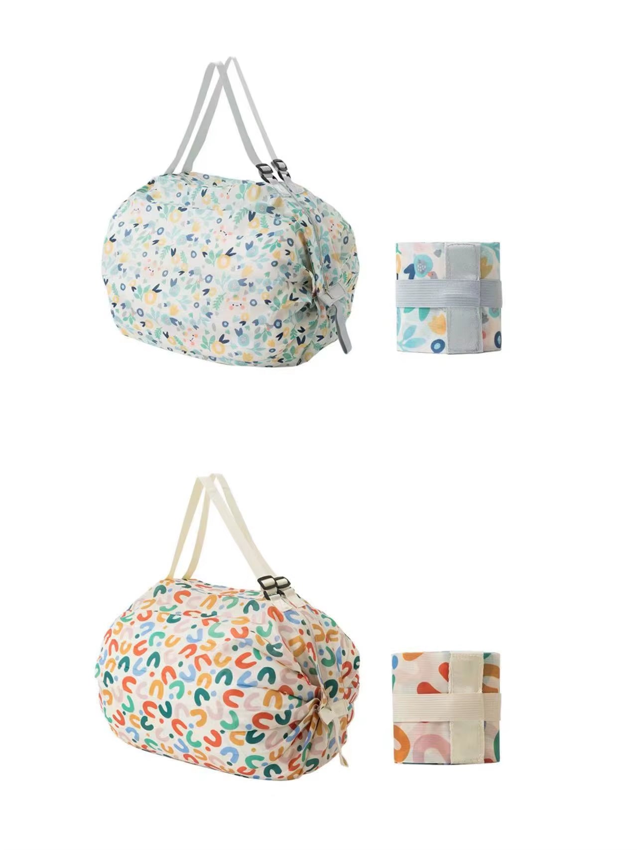 Large Capacity Folding Shopping Bag Eco-Friendly Reusable Portable One Shoulder Handbag for Travel Multipurpose Storage Bag