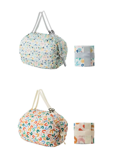 Large Capacity Folding Shopping Bag Eco-Friendly Reusable Portable One Shoulder Handbag for Travel Multipurpose Storage Bag