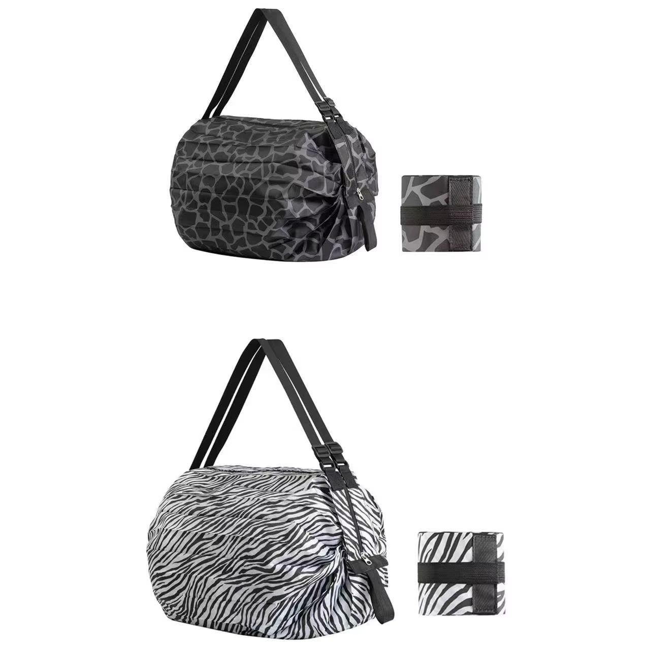 Large Capacity Folding Shopping Bag Eco-Friendly Reusable Portable One Shoulder Handbag for Travel Multipurpose Storage Bag