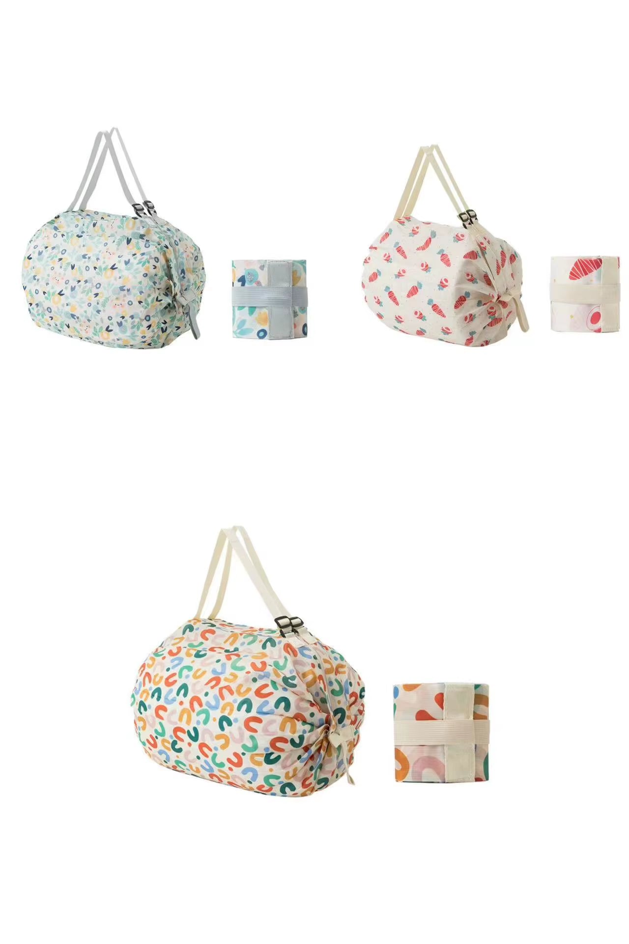 Large Capacity Folding Shopping Bag Eco-Friendly Reusable Portable One Shoulder Handbag for Travel Multipurpose Storage Bag