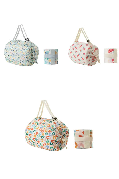 Large Capacity Folding Shopping Bag Eco-Friendly Reusable Portable One Shoulder Handbag for Travel Multipurpose Storage Bag