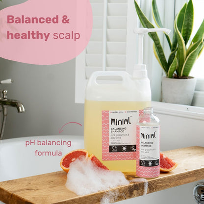 Natural Eco Hair Shampoo – 5L Refill Pink Grapefruit & Aloe Vera Men and Womens Sensitive Scalp & Skin Cruelty Free Vegan Friendly Shampoo - for Greasy, Curly, Dry and Dandruff Hair