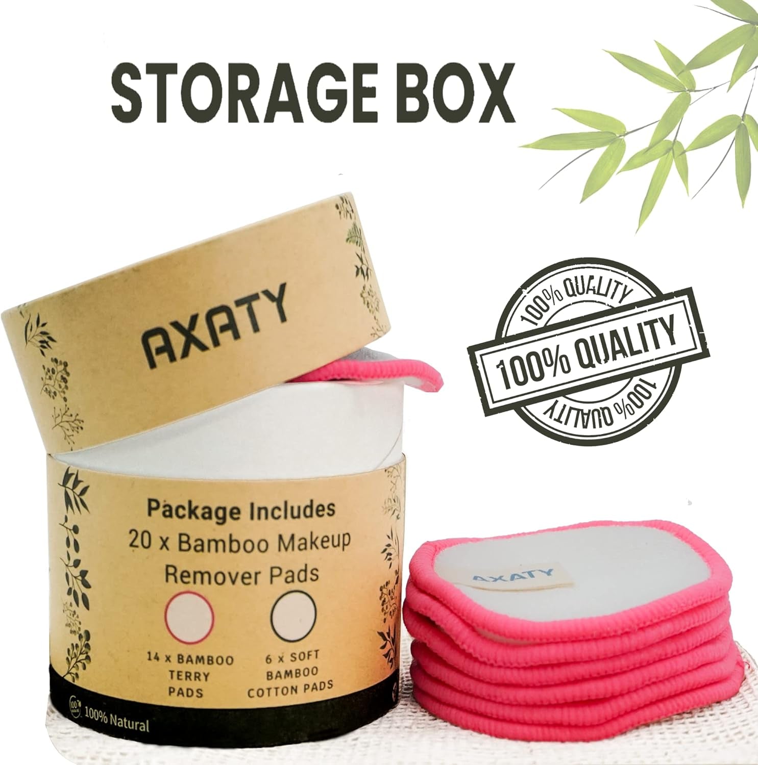 3-Layers 20 Reusable Makeup Remover Pads - Organic Bamboo Cotton Pads with Drawstring Bag, Eco-Friendly Cleansing Face Pads - Makeup Remover for All Skin Types (Brown, 20 Pads Set)